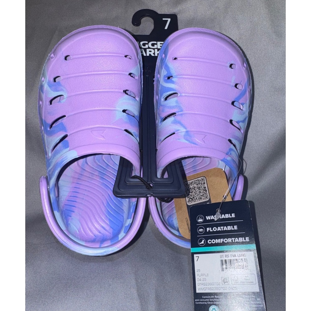 Rugged Shark Kids EVA Clog Purple Blue Marble Swirl Water Shoe Size 7